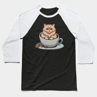 Cute Cat In A Cup Baseball T-Shirt